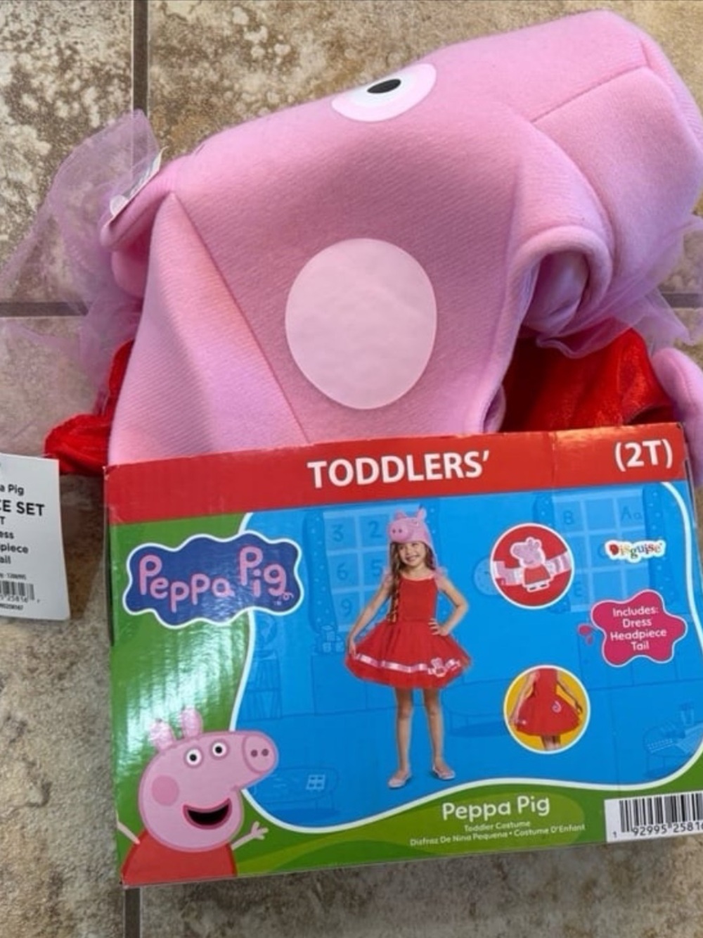 Peppa Pig Toddler Costume 3 Piece Set Dress Headpiece Tail 2T